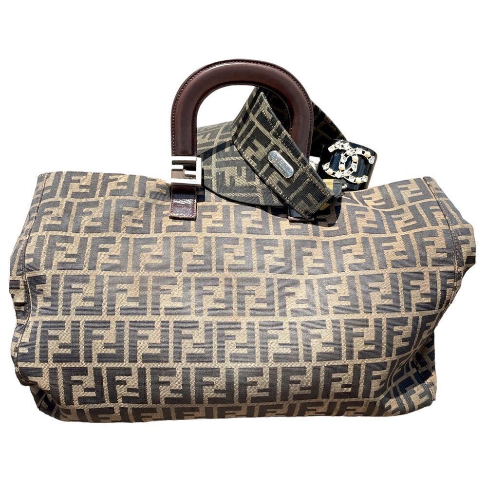 FENDI ZUCCA Print LARGE Vintage Twin Tote - Picture 4 of 16